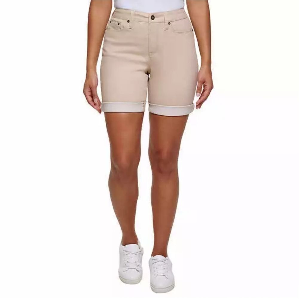 DKNY Women's Mid-rise Stretchy Bermuda Shorts with Rolled Cuff Chino Size 8 NWT